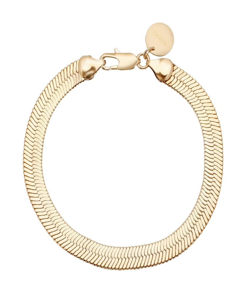 Front of a size 10" 7mm Viper Chain Anklet 10" Gold in Gold by Eklexic. | dia_product_style_image_id:283617